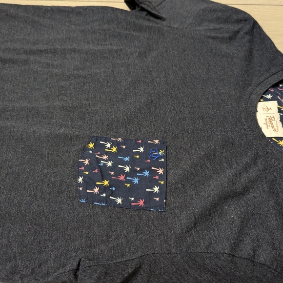Original Penguin pocketed tshirt sz Medium heathered dk gray and navy - Picture 3 of 5